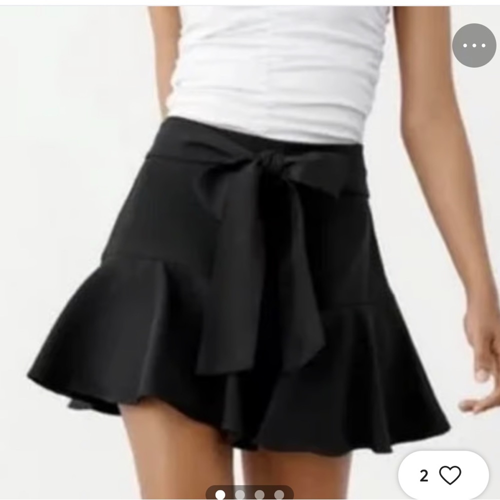 Women’s Black Tie-Waist Flounce Skirt